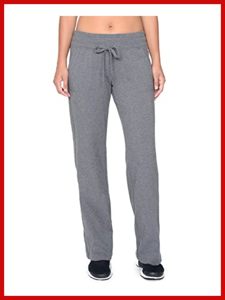 Cotton Spandex Straight Leg Drawcord Athletic Pants With Pockets